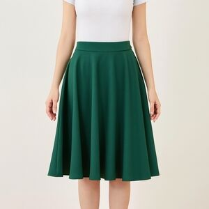 SHEIN Classic Green Midi Skirt Office Casual Zipper Size Large